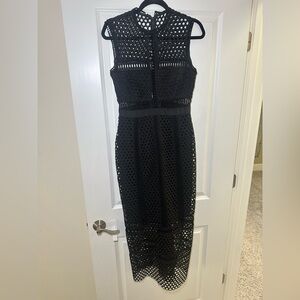 Self-Portrait Black Crochet Midi Dress 8 EUC